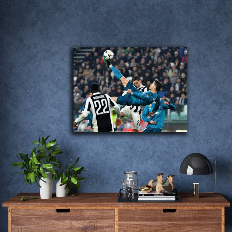 Cristiano Ronaldo Poster, Real Madrid, Bicycle Kick, Wall Art Printable,  Soccer Poster, Digital Download, Man Cave Decor, Sports Art 